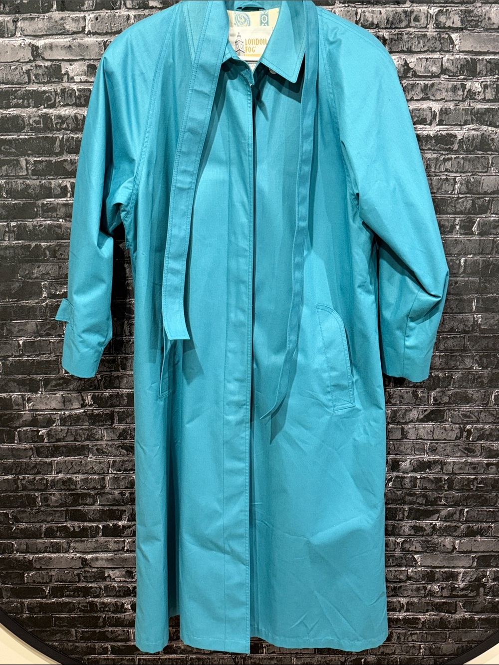 London Fog Bright Teal Long Trench Coat for Women